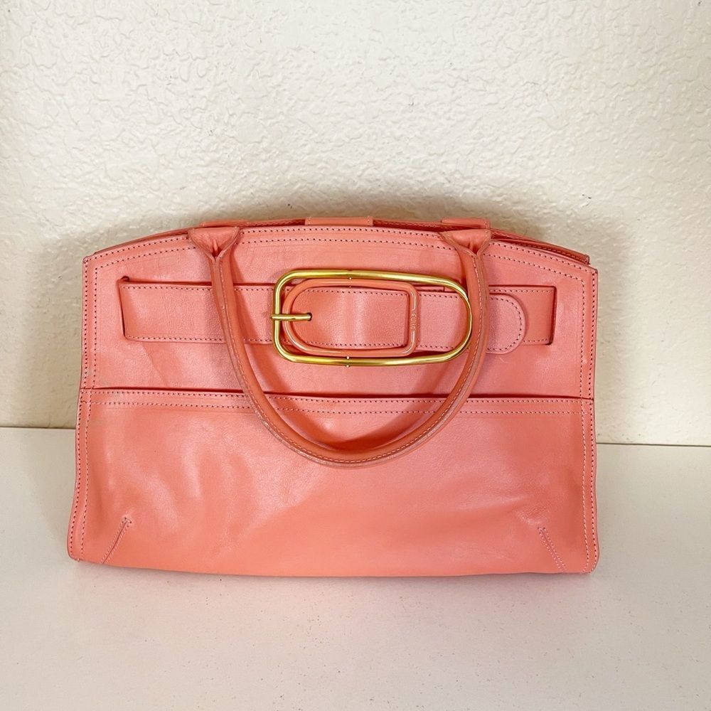 FURLA Coral Pink Leather Top Handle shoulder Tote Bag - Picture 7 of 16